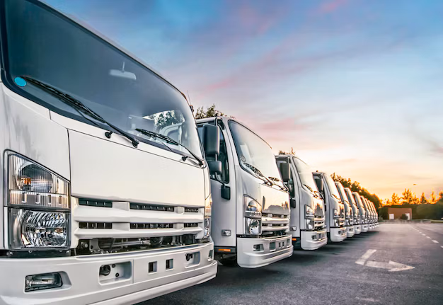 Cargo trucks row logistics